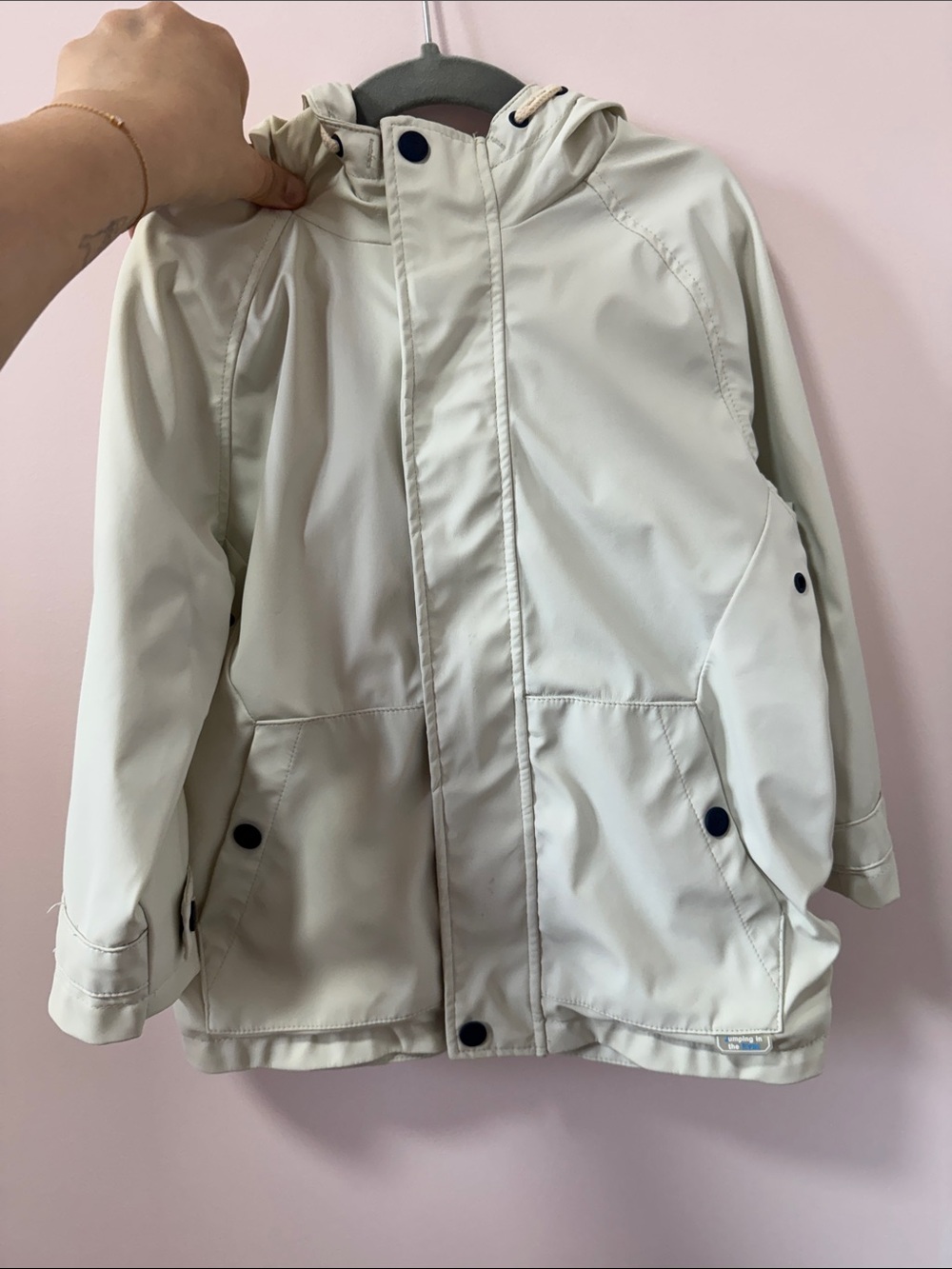 Zara Cream Hooded Kids Raincoat